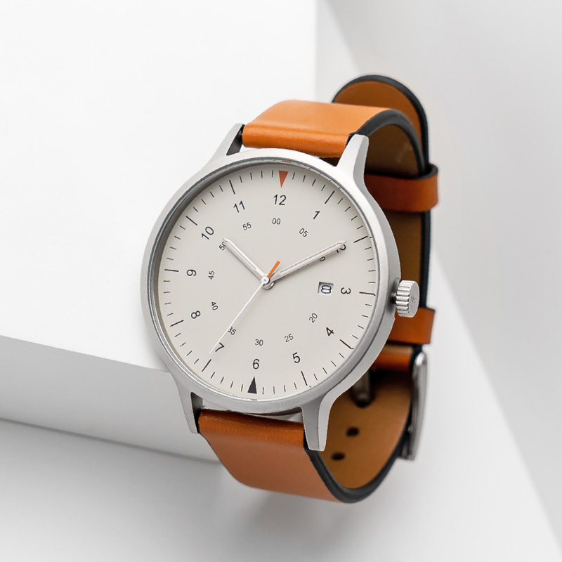 BIJOUONE彼树湾B70简约设计日历夜光指针男女款真皮带不锈钢手表