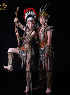 万圣节服装女装印第安人服装原始部落演出服饰非洲服装野人衣服