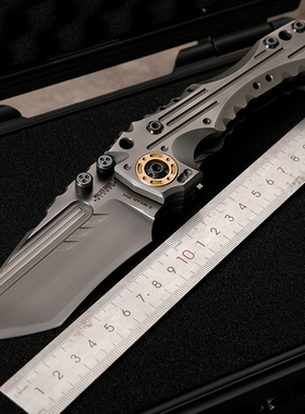 T1重型折叠刀钛合金手柄折刀户外刀荒野求生刀高硬度防身刀高端刀