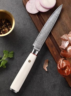 日本进口VG10大马士革水果刀5寸家用削皮剔骨料理户外求生菜刀具