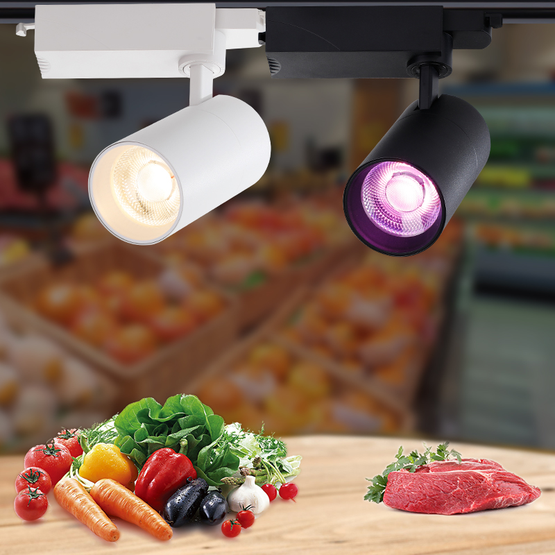 新国标生鲜灯熟食灯冷鲜肉猪肉海鲜蔬菜水果店专用灯二线轨道射灯