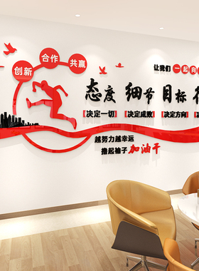 办公室企业文化背景墙面布置装饰公司团队激励文字励志标语墙贴画