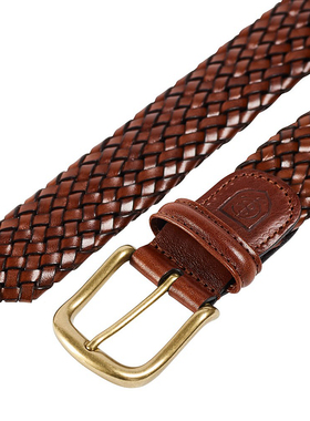 双11 Crockett&Jones  英国百年品牌 男士休闲手工编织皮带腰带