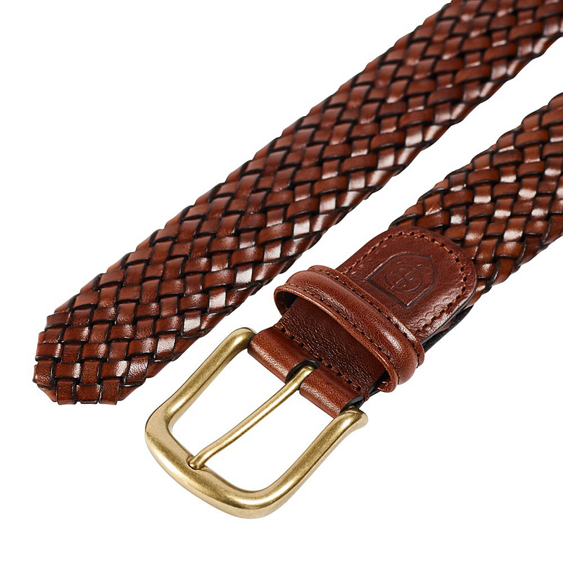 双11 Crockett&Jones  英国百年品牌 男士休闲手工编织皮带腰带