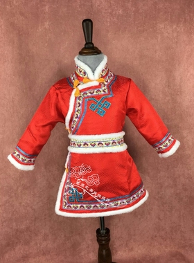 儿童蒙古袍棉新款女童日常装生活装演出服表演服秋冬季裙袍新品