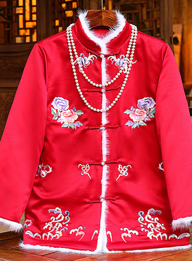 中式女装中国风唐装刺绣棉衣盘扣棉服冬季过年旗袍小袄女士短外套