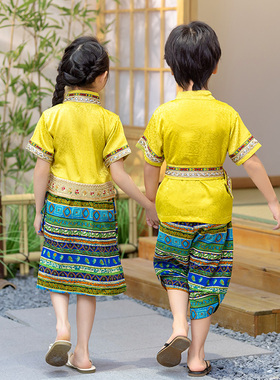儿 童演出服男女 童舞蹈服少数民族服饰傣族服装古典幼儿园表演服