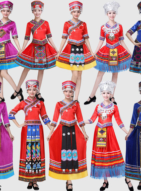 三月三少数民族服装女套装壮族苗家服饰贵州广西云南成人舞蹈演出