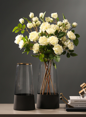 现代简约轻奢透明玻璃花瓶摆件客厅插花北欧电视柜餐桌家居装饰品
