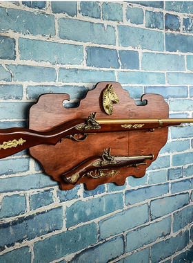 欧式复古实木枪装饰品酒吧个性软装壁饰装饰壁挂墙面挂件创意客厅