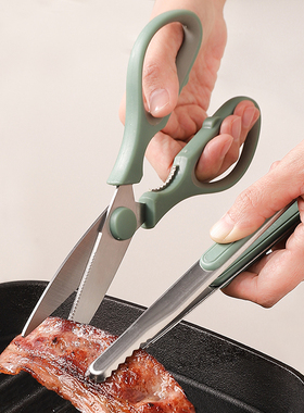 韩式烤肉剪子牛排剪刀多功能家用厨房不锈钢硅胶食品烧烤夹子套装