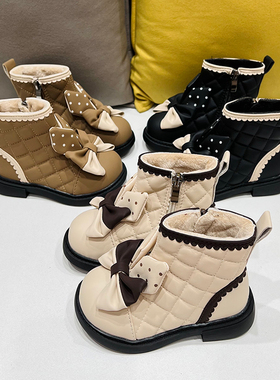 女童马丁靴冬季新款儿童加绒公主靴韩版女孩小香风短靴洋气二棉鞋