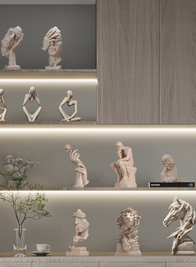 新中式书柜摆件系动物雕塑模型客厅电视柜办公室展示柜装饰品摆放