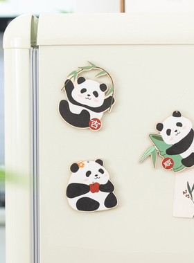 阿楹 2024新款成都网红熊猫冰箱贴高级感中国风装饰可爱木质磁贴
