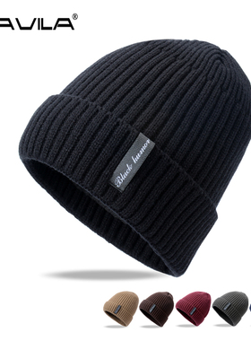 毛线帽秋冬季男女时尚套头帽韩版潮加绒加厚针织帽保暖帽包头帽子