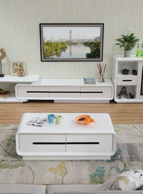 现代简约客厅茶几可伸缩电视柜组合套装小户型成套家具方形茶台桌
