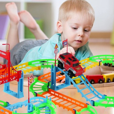 儿童电动轨道拼装小火车赛车玩具益智仿真轨道火车玩具1-3-6岁