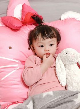 韩国Milo&Gabby儿童超大枕头婴儿宝宝卡通3D立体抱枕加长四季枕套