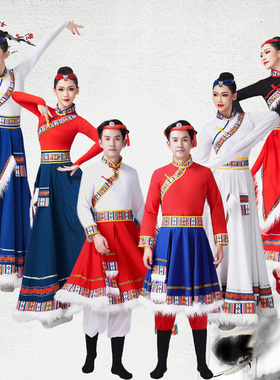 藏族舞蹈服半身裙广场舞艺考练习裙舞蹈裙民族风表演服饰大摆裙女