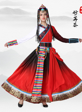 2023新款藏族舞蹈表演出服装女少数民族服饰成人卓玛大摆裙中国风
