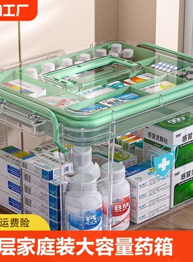 多层药箱家庭装家用医药箱大容量药品收纳盒透明大号医疗急救药盒