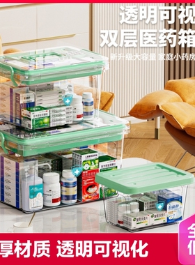 家用多层小药箱家庭装药品收纳盒医药箱大容量便携收纳箱大号药盒