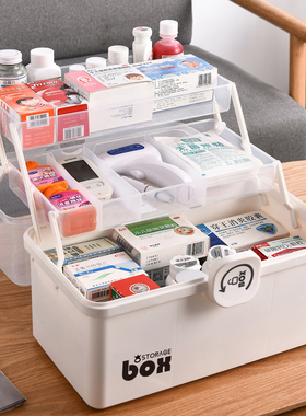 医药箱家庭装家用大号药盒药品收纳箱大容量药物收纳盒多层便携式