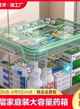 多层药箱家庭装家用医药箱大容量药品收纳盒透明大号医疗急救药盒