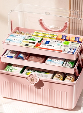 药箱家庭装药物收纳盒医疗家用药品小药盒收纳箱大号大容量医药箱