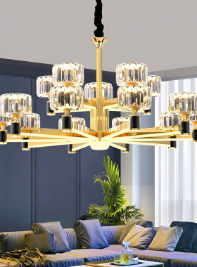金色水晶吊灯简约现代客厅灯奢华大气餐厅卧室全屋灯具套餐组合灯