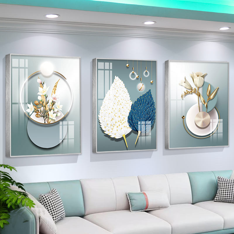 轻奢沙发背景墙装饰画北欧客厅高档挂画现代简约餐厅卧室晶瓷壁画