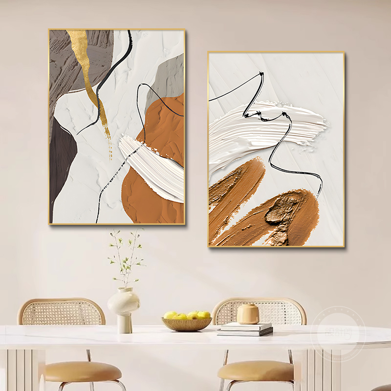 现代简约餐厅装饰画抽象艺术墙画小客厅挂画卧室轻奢新款高级壁画