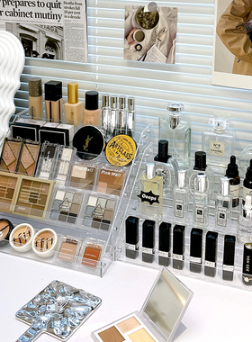 化妆品透明收纳盒亚克力置物架护肤品阶梯化妆架子收纳架桌面展示