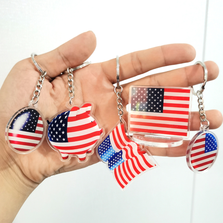 世界各国日本美国国旗挂件爱国立牌钥匙扣圈链ins服饰纪念小礼品