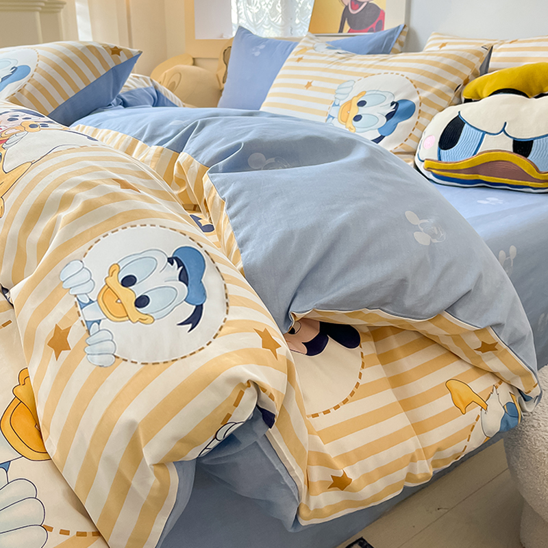 迪士尼纯棉床上四件套100全棉男儿童卡通被套床单三件套床品床笠4