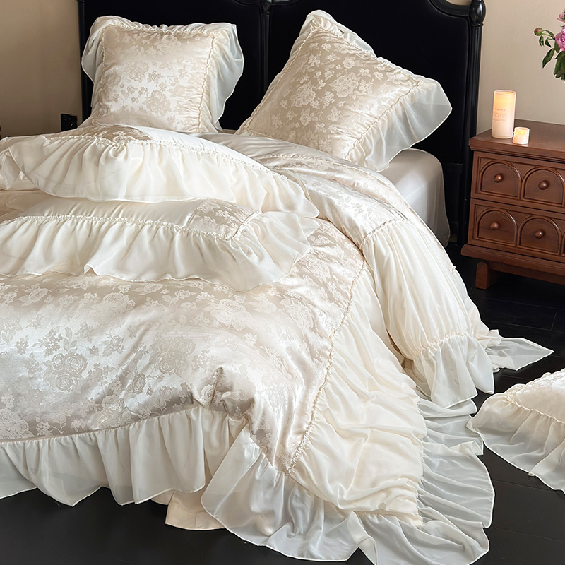 法式浪漫100s兰精天丝四件套高级感提花丝滑被套冰丝床单床上用品