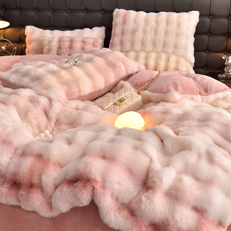 高端兔兔绒四件套冬季天新款牛奶珊瑚绒加厚毛绒被套床单床上用品
