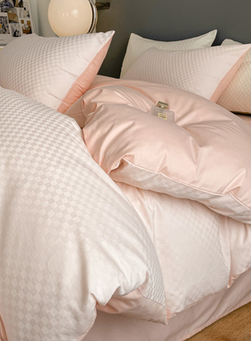 轻奢简约180支长绒棉四件套纯棉全棉被罩床单高级感床笠 床上用品