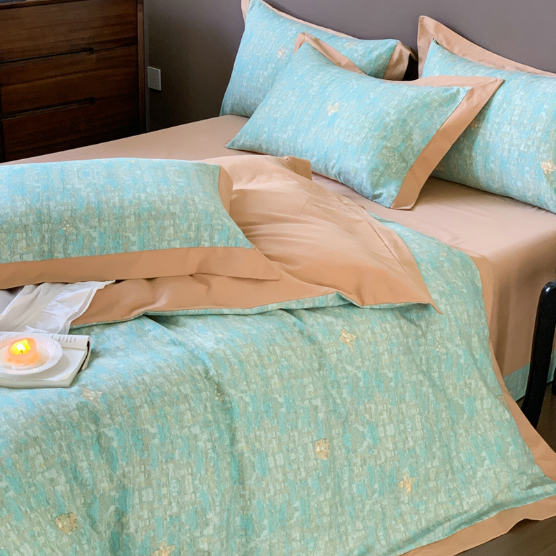 美式加厚纯棉磨毛四件套全棉小香风秋冬床单被套印花保暖床上用品