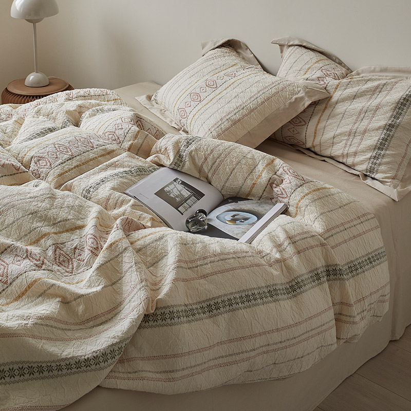 美式复古风全棉四件套纯棉高级感波西米亚被套床单床上用品1.8m