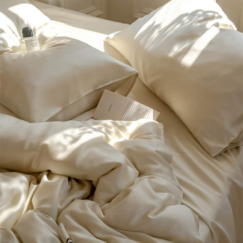 60支天丝极地白纯色莱赛尔凉感床上四件套1.5m1.8米丝滑裸睡凉感