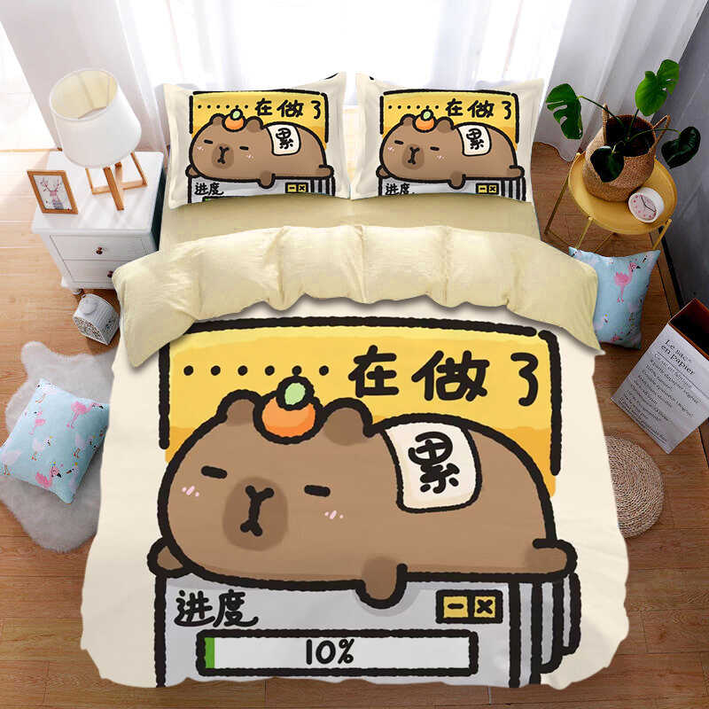 caoybara卡皮巴拉水豚纯棉四件套枕套学生宿舍床单被套三件套床笠