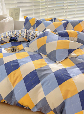 简约全棉四件套斜纹100%纯棉春夏季双人被套床单1.5m1.8m床上用品