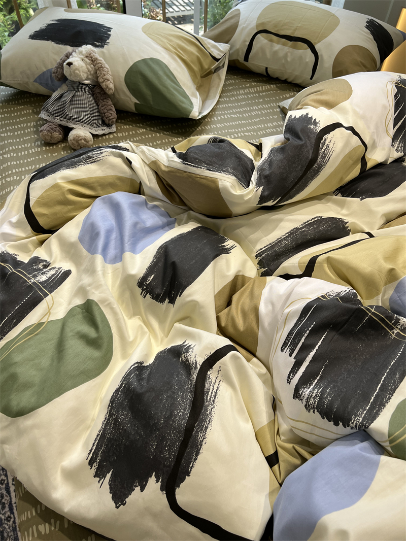ins北欧简约绿色床上用品四件套全棉纯棉1.5m1.8米被套床单三件套
