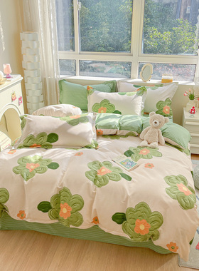 纯棉床上四件套全棉床品1.5m1.8米床小清新床上用品床单被罩简约