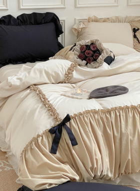 法式复古全棉床上四件套公主风100纯棉床单被套网红高档床裙床品4