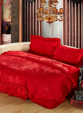 圣寝阁圆床床品定制夹加棉布绗缝圆床床裙床罩床单四件套件