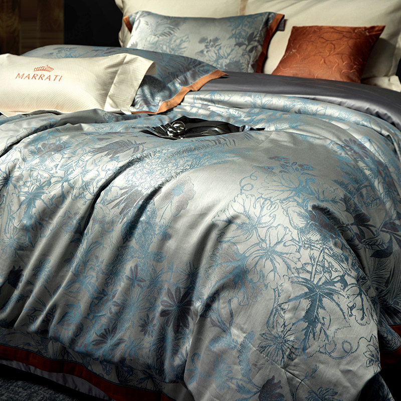 高级感纯棉色织提花四件套全棉简约轻奢复古风被套床单床上用品