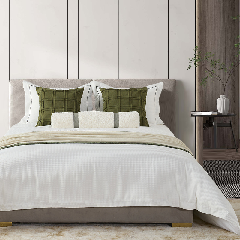 展厅样板间 家具配套床品 轻奢意式侘寂风 高端软装床品多件套 绿