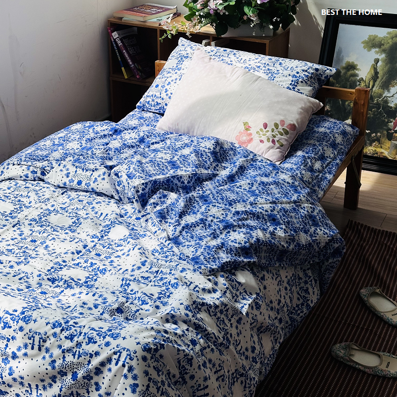 日本原单 全棉40支府绸 印花床上用品 枕套 被套 床单 库存清仓